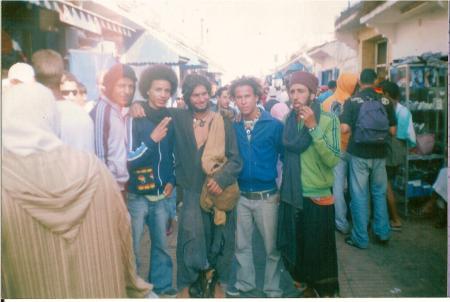 yassine + me and rastaman +my freind ziggy +2 pac in one of some popular cities of essaouira 2006