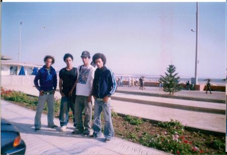 me(mustapha)+my close friend rabii+our new friends khalil and yassine who are from casa near the beach of essaouira 2006